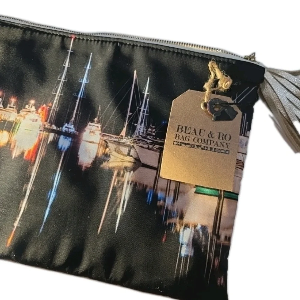 Beau & Ro Bag Company Tote Bag Clutch Nautical Boats Makeup Travel